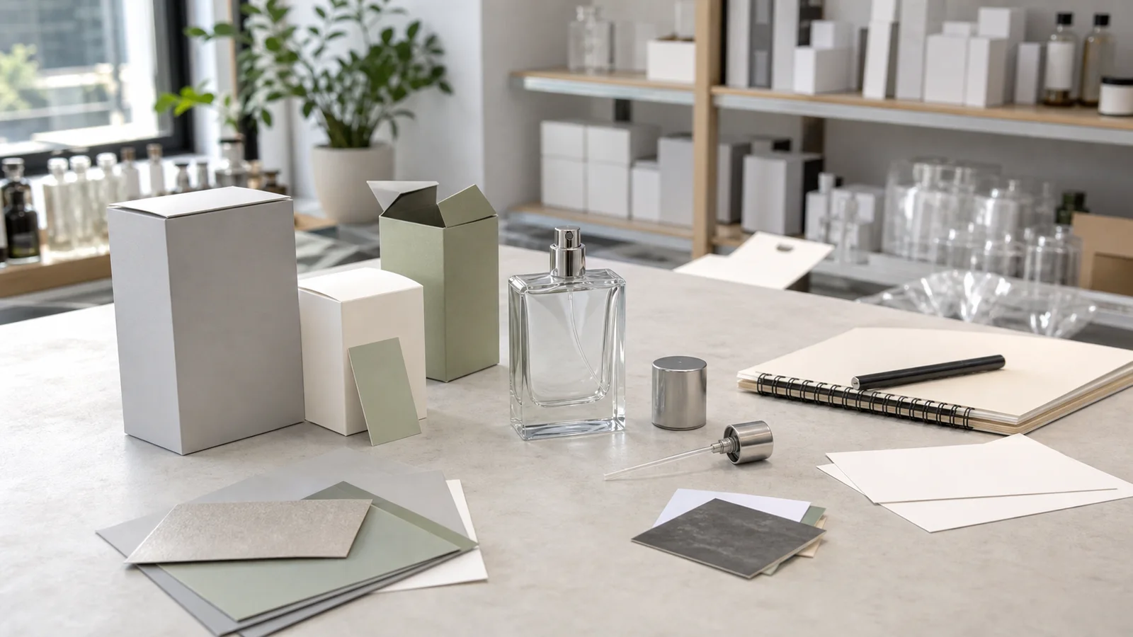 Buyer planning perfume quantities and component costs at a worktable, relevant to how much does private label perfume cost