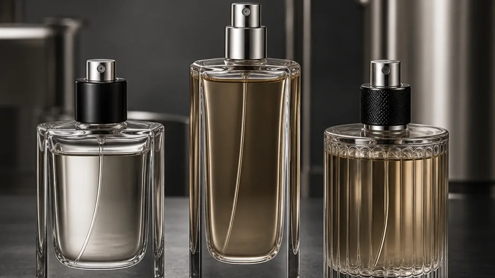 Finished fine-fragrance products in varied bottle formats, relevant to custom perfume bottle